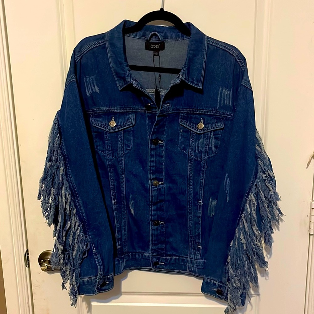 NWT!! Western denim jacket with fringes!! 🤠